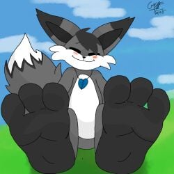 anthro anthro_on_anthro anthro_only anthropomorphic big_feet black_sclera blush critters_(poppy_playtime) edit edited edited_image foot_fetish foxylomar frownyfox_(gametoons) frownyfox_(poppyplaytime) furry furry_male furry_only giant_feet macro macro_male no_humans oc poppy_playtime poppy_playtime_(chapter_3) smile smiling_critters