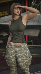 1futa 3d 3d_model alexandra_(rexart) bulge bulge_down_leg day daz daz_studio dressed futa_only futanari hi_res human light-skinned_futanari light_skin military military_uniform muscular muscular_futanari original original_character outdoors penis realistic rexart secrets_of_rockfield self_upload solo standing tagme