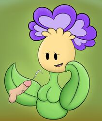 1girls breasts cum cumshot disembodied_penis faceless_male female flora_fauna flower green_background human leafjob male mario_(series) nintendo orgasm paper_mario penis petunia_(paper_mario) swizzle