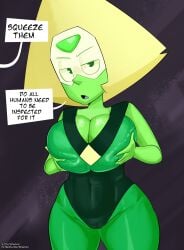 1girls big_breasts breasts busty dialogue female gem_(species) green_skin huge_breasts large_breasts peridot_(steven_universe) shortstack spakka5 steven_universe text thick_thighs wide_hips