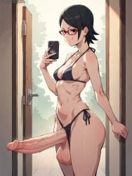 ai_generated big_penis futanari grapesss light-skinned_futanari naruto sarada_uchiha