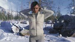 3d cozy cyberpunk_2077 female judy_alvarez snow snowchild3d snowing