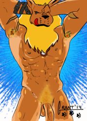 anthro digimon feline fur furry leomon lion male male_only penis pinup tonhawk