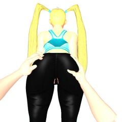 1boy 1girls 1irls asian_female ass_focus ass_shake big_ass blonde_hair blue_eyes grabbing_ass japanese_female leggings misspussyfan rainbow_mika spread_ass street_fighter street_fighter_iii street_fighter_v wrestling