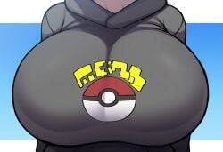 ai_generated alternate_breast_size breast_focus breasts close-up female large_breasts mullon novelai penny_(pokemon) pokemon pokemon_(anime) pokemon_(game) pokemon_sv solo solo_focus top_heavy