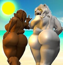 3d absurd_res angry anthro anthro_only aroused ass beach bear breasts brown_bear butt_focus dasha_(petruz) daughter_(lore) digital_media_(artwork) duo exposed_breasts female fur gesture hand_gesture hi_res humanoid inner_ear_fluff legs_up mammal mature_female mechanicalstage middle_finger mother_(lore) mother_and_child_(lore) mother_and_daughter_(lore) muscle_tone muscular narrowed_eyes nataliya_(petruz) nipple_piercing nipples parent_(lore) parent_and_child_(lore) parent_and_daughter_(lore) piercing polar_bear rear_focus rear_view russian seductive squish surprised_expression tail teeth thigh_squish thighs_together tuft ursine