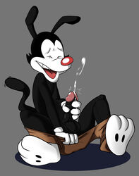 1boy amblin_entertainment animaniacs anthro balls cum cumshot furry jerseydevil male male_only masturbation orgasm penis solo uncensored warner_bros warner_brothers yakko_warner