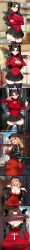 2girls1boy 6koma ai_assisted ai_generated alley alleyway amber_eyes asian_female black_hat black_skirt black_thighhighs blue_eyes breasts chiodokan comic comic_page comic_panel comic_strip contrapposto dark-skinned_male disguise disguised_female edit edited english english_language english_text fate/grand_order fate_(series) fox_girl from_front from_side huge_breasts huge_cock huge_testicles imminent_rape imminent_sex japanese_female light-skinned_female menacing penis penis_on_face penis_over_eyes red_dress red_sweater skirt standing suzuka_gozen_(fate) sweater testicles thick_thighs tohsaka_rin wide_hips yellow_eyes