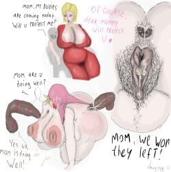 2boys1girl bbw big_penis black_penis blonde_hair bullying cuckold cum_inside dany34g dialogue hairy hairy_anus hairy_armpits hairy_pussy large_areolae large_ass large_breasts milf mommy motherly_cuckold your_mom