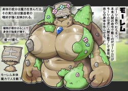 areola big_breasts breasts dirt_creature elemental_creature elemental_humanoid evolution female flower grass hi_res huge_breasts humanoid japanese_text jewish_mythology living_landmass mg0rx mineral_fauna mineral_humanoid mythological_creature mythological_golem mythology navel nipples nude plant rock rock_creature rock_humanoid sack solo text translation_request tree