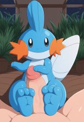 ai_generated feet foot_fetish foot_play footjob happy mudkip nintendo pawjob paws pokemon pokemon_(species) pov trainer uncensored