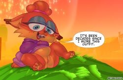 3_toes accessory anthro artist_name atari barefoot bedroom_eyes belly big_belly big_breasts big_butt big_eyes biped black_nose blue_eyes blue_eyeshadow blue_makeup bobcat bottomless bottomless_anthro bottomless_female braces breasts brown_body brown_fur brown_nose bubsy_(series) bubsy_4d buckteeth building butt cheek_tuft clitoris clothed clothed_anthro clothing countershade_face countershade_torso countershading cybert detailed_background dialogue dipstick_ears ear_markings ear_tuft ears_down english_text eyelashes eyeshadow facial_tuft feet felid feline female female_anthro fingers fur genitals glistening_eyelids grass hair hair_accessory hair_bun hair_tie half-closed_eyes happy hi_res hindpaw hoodie hoodie_only huge_breasts humanoid_genitalia humanoid_vulva inviting leaning looking_at_viewer lynx makeup mammal markings mostly_nude multicolored_body multicolored_ears multicolored_fur narrowed_eyes navel nipple_outline no_underwear nude on_ground open_mouth open_smile orange_body orange_fur orange_pawpads outside partially_clothed pawpads paws pink_vulva pivoted_ears plant plump_labia presenting presenting_vulva public purple_clothing purple_topwear reclining seductive shortstack signature sitting sky slightly_chubby slightly_chubby_anthro slightly_chubby_female smile smiling_at_viewer soles solo speech_bubble spread_legs spreading sunset sweater talking_to_viewer tan_body tan_fur teeth terri_(bubsy_4d) text thick_thighs toes tongue toony topwear topwear_only tuft two_tone_body two_tone_fur vulva watermark wide_hips yellow_pawpads