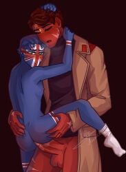 ambiguous_gender big_penis blue_body bottomless closed_eyes clothing countryhumans gay gay_sex ifa_lilia_(artist) male_only red_body scars slav slavic slavic_guy smaller_male socks soviet_union_(countryhumans) united_kingdom_(countryhumans) yaoi