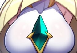 ai_generated alternate_breast_size breast_focus breasts close-up female large_breasts lusamine_(pokemon) mullon novelai pokemon pokemon_(anime) pokemon_(game) pokemon_sm solo solo_focus top_heavy