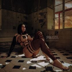 1girls 3d 3d_(artwork) ass barefoot big_ass billie_eilish black_hair busty celebrity covered_nipples curvy feet female female_focus female_only hourglass_figure large_breasts nipple_pasties pristinerenders real_person soles tagme toes wide_hips