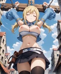 2024 ai_generated blonde_hair breasts closed_eyes fairy_tail lucy_heartfilia nipples tagme utamaru