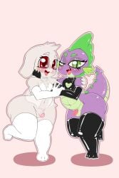 2boys 2femboys asriel_dreemurr belly_button big_butt blush bridal_gauntlets bridal_legwear butt_freckles canine_teeth choker chubby_femboy chubby_male crossdressing crossdressing_male dragon eyelashes femboy femboy_on_femboy freckles friendship_is_magic girly goat green_eyes holding_each_other holding_hands hugging latex latex_clothing latex_gloves latex_stockings latex_thighhighs leg_up lidded_eyes looking_at_viewer male_only my_little_pony no_humans non-human non-human_only open_mouth open_smile saurian_(artist) shadow shiny_skin simple_background small_balls small_penis spike_(mlp) spyke_(saurian) sticker_template tail tapering_penis thick_thighs tongue_out uncut undertale undertale_(series) wide_hips