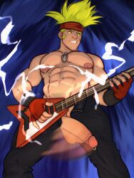 1boy abs balls bara biceps big_balls big_penis clothing cummytomato duel_monster male male_nipples male_only muscular_male musician_king nipples pecs penis yu-gi-oh!