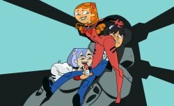 asuka_langley_sohryu_(cosplay) big_ass blue_eyes blue_hair clothed cody_(tdi) femdom forced forced_rimming ginger gwen_(tdi) izzy_(tdi) lemoeve licking licking_penis neon_genesis_evangelion plugsuit red_eyes red_hair rei_ayanami_(cosplay) shinji_ikari_(cosplay) small_penis teasing tongue tongue_out total_drama_island