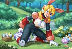 ai_generated alia ass_focus capcom egg egg_laying eggplant female mega_man_x