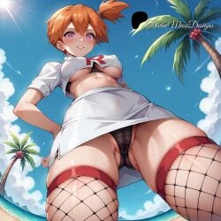 2024 4k 8k ai_generated beach belly_button black_panties cameltoe color colored divine_muse_designs fishnet_legwear fishnets from_below game_freak hand_on_hip hi_res high_resolution highres hypnosis hypnotized_eyes kasumi_(pokemon) nipple_piercing_bulge nipple_piercings_under_clothes orange_hair palm_tree patreon patreon_logo patreon_username pokemon pussy_juice red_fishnet_leggings sand sexy_clothing skimpy_clothes spiral_eyes stable_diffusion sunlight team_rocket team_rocket_uniform thong underboob upskirt water watermark whale_tail