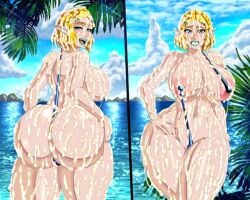 2024 2koma big_ass big_breasts bikini blonde_hair bukkake cum cum_on_body cum_on_breasts cum_on_face cum_on_hair ero-enzo female green_eyes lipstick looking_at_viewer makeup nintendo pale-skinned_female pale_skin princess_zelda rtenzo skimpy_bikini tagme tears_of_the_kingdom the_legend_of_zelda watermark zelda_(tears_of_the_kingdom)