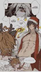 childe_(genshin_impact) cowgirl_position gay genshin_impact leash male/male male_only power_bottom reindeer_antlers roleplay santa_costume santa_hat tartaglia_(genshin_impact) yaoi zhongli_(genshin_impact)