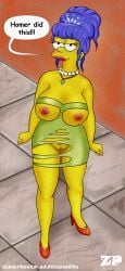 20th_century_studios accurate_art_style big_ass big_breasts chubby female marge_simpson ripped_clothing solo solo_female the_simpsons yellow_body yellow_skin zepastilha