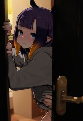 1girls ai_generated bent_over blush clothed_sex doggy_style door female hololive hololive_english hoodie looking_at_viewer netorare ninomae_ina'nis ntr open_door sex stable_diffusion tentacle_hair torso_grab virtual_youtuber