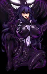 alternate_body_type alternate_breast_size bodysuit corruption gengar ghost hex_maniac huge_breasts living_clothes marvel marvel_comics pokemon pokemon_(species) rikatsuky she-venom symbiote tentacle venom venom_(marvel)