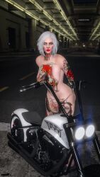 3d ass big_breasts bike blue_eyes breasts choker fake_eye flossie_grey grand_theft_auto_online grand_theft_auto_v legs naked naked_female nipples nopixel nude nude_female nullinvoid public public_nudity pussy ring screenshot spiked_bracelet tattoo tattoo_on_arm tattoo_on_back tattoo_on_belly tattoo_on_chest tattoo_on_legs tattooed_arm tattoos thighs vagina white_hair