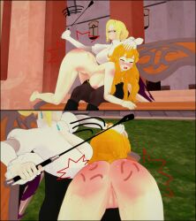 2024 2girls cade0 glynda_goodwitch mmd multiple_girls riding_crop rwby spanked spanking yang_xiao_long yuri