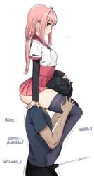 ass bulge_through_clothing cowgirl_position cumshot femdom footjob headscissor legs long_legs magia_record:_mahou_shoujo_madoka_magica_gaiden magical_girl mahou_shoujo_madoka_magica male/female male_masochism malesub masochism miyu_(artist) pink_hair puella_magi_madoka_magica round_ass schoolgirl schoolgirl_uniform tagme tamaki_iroha text thick_thighs thighhighs