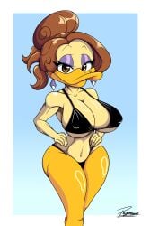 big_breasts bikini earings eyeshadow reymonrr the_looney_tunes_show tina_russo wide_hips