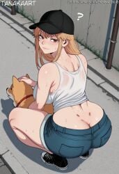? ai-created ai_generated animal artist_name ass ass_crack back bare_shoulders baseball_cap biceps big_ass big_breasts black_footwear black_headwear blonde-haired_female blonde_female blonde_hair blush bra breasts brown_eyes butt_crack canine cap chainsaw_man closed_mouth clothed_female clothing converse_shoes crop_top day denim denim_shorts denji_(chainsaw_man) dimples_of_venus female female_denji female_only footwear from_behind full_body genderswap_(mtf) hat headwear high_resolution holding holding_animal huge_breasts large_breasts long_hair looking_at_another messy_hair midriff muscle outdoors petting portrait posterior_cleavage puppy road rule63 rule_63 shaded_face shirt shoes short_shorts shorts sidelocks sidewalk smile smiling sneakers solo sports_bra sportswear squatting street sweat sweaty sweaty_breasts tanakaart tank_top thighs tomboy toned underwear username wet white_bra white_shirt white_sports_bra white_tank_top white_underwear