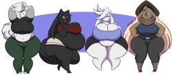 4girls allyson_(dewwydartz) bbw big_breasts breasts chubby cleavage dewwydarts dewwydartz eva(dewwydartz) female furry huge_breasts lucy(dewwydartz) tagme terra_(dewwydartz) thick_thighs wide_hips