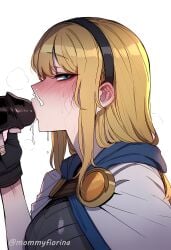 1boy 1boy1girl 1girls ai_generated blonde_female blonde_hair blue_eyes blush blushing_female breath cuckold cum_on_nose dark-skinned_male dark_penis fiorina headband holding_penis kissing_penis kissing_penis_tip league_of_legends long_hair looking_at_viewer luxanna_crownguard medieval_clothing netorare ntr penis precum_drip profile ratatatat74_(ai_style) saliva side_view sweat sweatdrop white_female