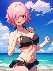 ai_generated bikini breasts cleavage female female_focus female_only mash_kyrielight mashu pink_hair shielder_(fate) shielder_(fate/grand_order) slow_poetry solo thighs type-moon