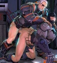 2boys 3d anal anal_penetration anal_sex animated armor bara batman batman:_arkham_origins batman_(series) beard boots bottomless clothed_sex cowl cropped dc dc_comics deathstroke eye_patch facial_hair facial_scar fucked_from_behind gay gay_sex male male_only malesub mask_removed masturbating_while_penetrated masturbation moaning_in_pleasure muscles notyouregularidiot penis_size_difference pleasure_face scar_across_eye slade_wilson smooth_penis stroking_cock superhero sword teen_titans thrusting_into_ass utility_belt white_hair yaoi