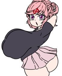 1girl alternate_body_type alternate_breast_size doki_doki_literature_club female female_only huge_breasts human human_only hyper hyper_breasts natsuki_(doki_doki_literature_club) pink_eyes pink_hair solo source_request stop_removing_the_inakotho_tag_you_ape