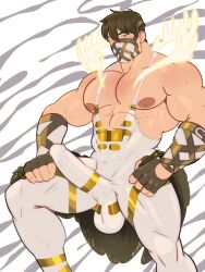 1boy abs balls_under_clothes bara biceps big_bulge bulge clothing cummytomato eikthyrnir_(fire_emblem) erection_under_clothes fire_emblem fire_emblem_heroes huge_bulge male male_nipples male_only muscular_male nipples pecs penis_outline penis_under_clothes tight_clothing