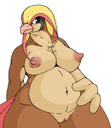 anthro avian bird breasts chubby female furry kai-ten kaivolate nintendo nipples oekaki pidgeot plumy pokemon video_games