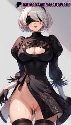 1girls abs ai_generated blush breasts electroworld female female_focus female_only nier nier:_automata nier_(series) nude nude_female presenting pussy pussy_juice solo solo_focus yorha_2b
