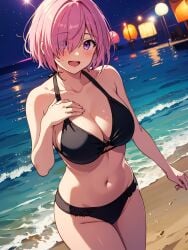 ai_generated bikini black_bikini breasts cleavage female female_focus female_only mash_kyrielight mashu shielder_(fate) shielder_(fate/grand_order) slow_poetry solo thighs type-moon