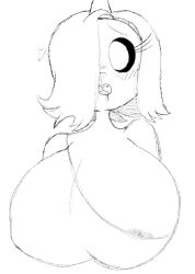 1girl 1girls adventure_time areola_slip big_breasts blush blushing_at_viewer blushing_profusely breasts breasts_bigger_than_head bronwyn busty cute dog_girl drool drooling exposed_shoulder female female_focus female_only front_view hair_over_one_eye heavy_blush heavy_breasts horn horny horny_female huge_breasts massive_breasts nervous short_hair shoulder_length_hair solo solo_female wide_eyed