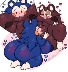 animal_crossing anthro ass big_breasts big_butt blue_body breasts brown_body cunnilingus duo eulipotyphlan female female/female heart_symbol hedgehog hi_res huge_breasts huge_butt incest_(lore) lewdchuu_(artist) licking mabel_able mammal nintendo nipples nude oral sable_able sex sibling_(lore) sister_(lore) sisters_(lore) thick_thighs tongue vaginal_penetration