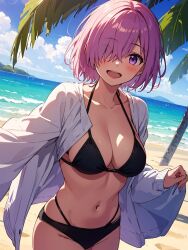 ai_generated bikini fate/grand_order fate_(series) female mash_kyrielight mashu pink_hair shielder_(fate) shielder_(fate/grand_order) slow_poetry solo type-moon