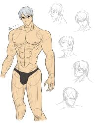 1boy grey_hair jojo's_bizarre_adventure male male_only muscular_male risotto_nero thong vento_aureo