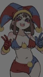 1girls 9:16 animated bikini censored censored_nipples feet female female_focus female_only jester jester_hat medium_breasts mp4 naked no_sound nude pale-skinned_female pale_skin pantsu_ripper pomni pomni_(the_amazing_digital_circus) short_hair shorter_than_10_seconds slideshow soles solo spread_legs standing symbol-shaped_pupils tagme the_amazing_digital_circus vertical_video video