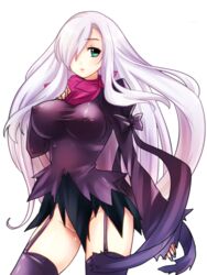 alpha_channel big_breasts breasts cyan_eyes darkrai female garter_straps hair hanahasu human humanized long_hair nintendo plain_background png png_file pokemon pokemon_(species) solo stockings thigh_highs transparent_background video_games white_hair